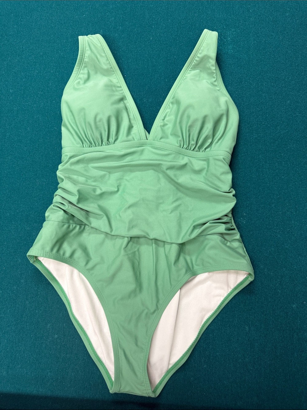 Cupshe Sage Green V-Neck One-Piece Swimsuit